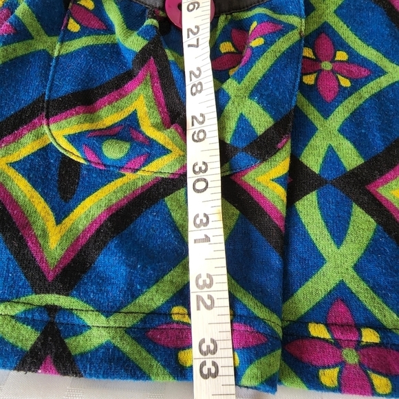 LuLu Via Tunic Blue Yellow Graphic Design Pockets Women's Mini Dress Size L - Picture 5 of 6